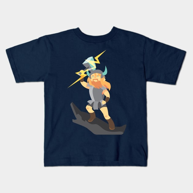 Thor God of Thunder Kids T-Shirt by Loofycat